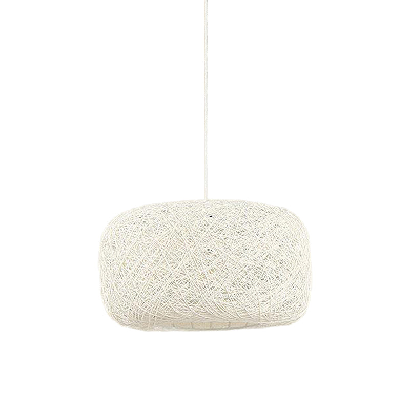 Modern Woven Rattan Drum Pendant Lamp - 8’/12’ Diameter Black/White