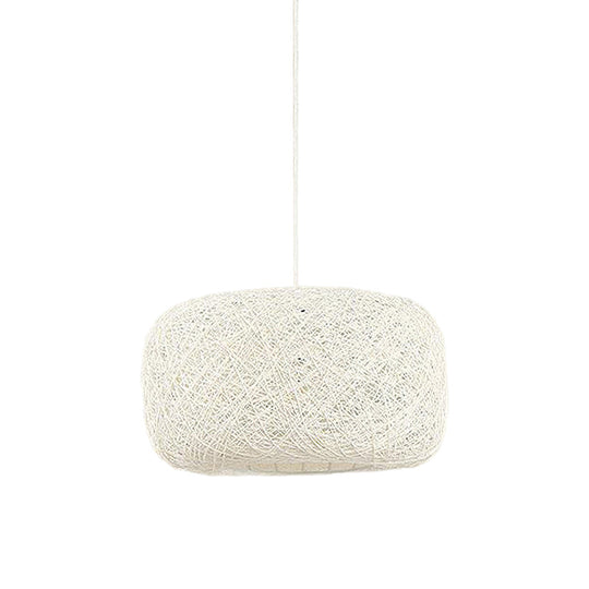 Modern Woven Rattan Drum Hanging Light Fixture - 8/12 Diameter 1 Head Pendant Lamp Black/White