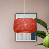 Modern Woven Rattan Drum Hanging Light Fixture - 8/12 Diameter 1 Head Pendant Lamp Black/White