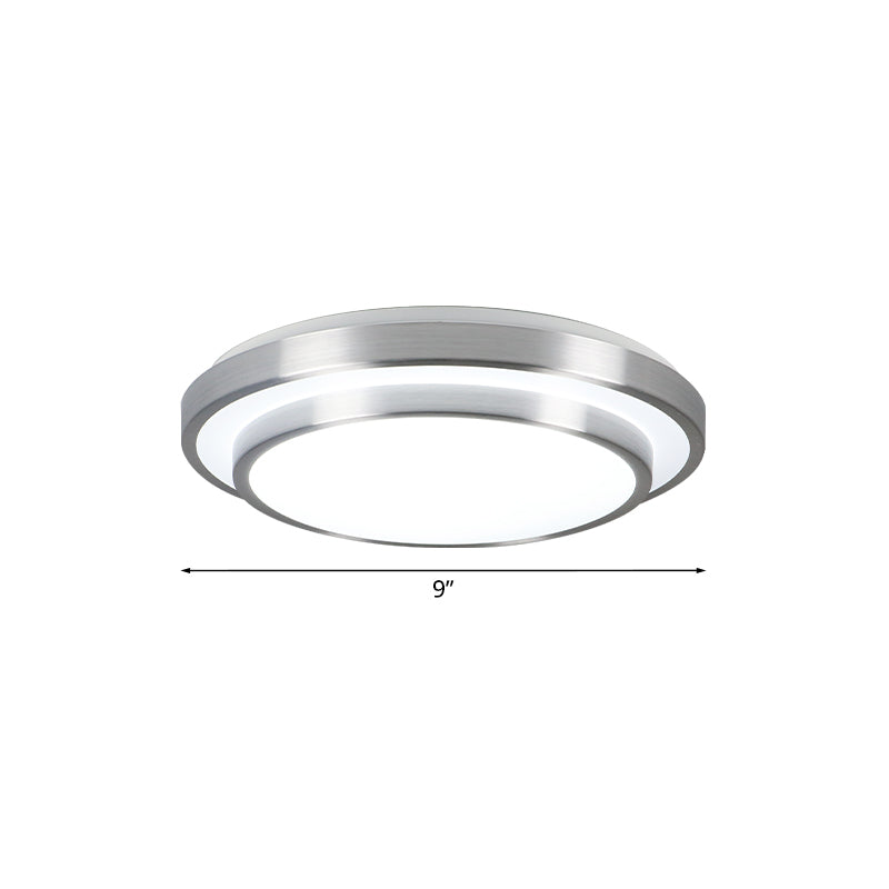 Modern Silver Flush Mount Lighting With Acrylic Shade – Integrated Led Ceiling Light For Living