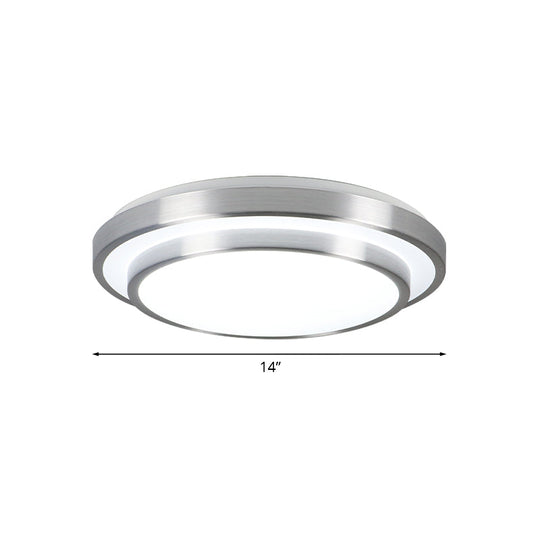 Modern Silver Flush Mount Lighting With Acrylic Shade Integrated Led Ceiling Light For Living Room