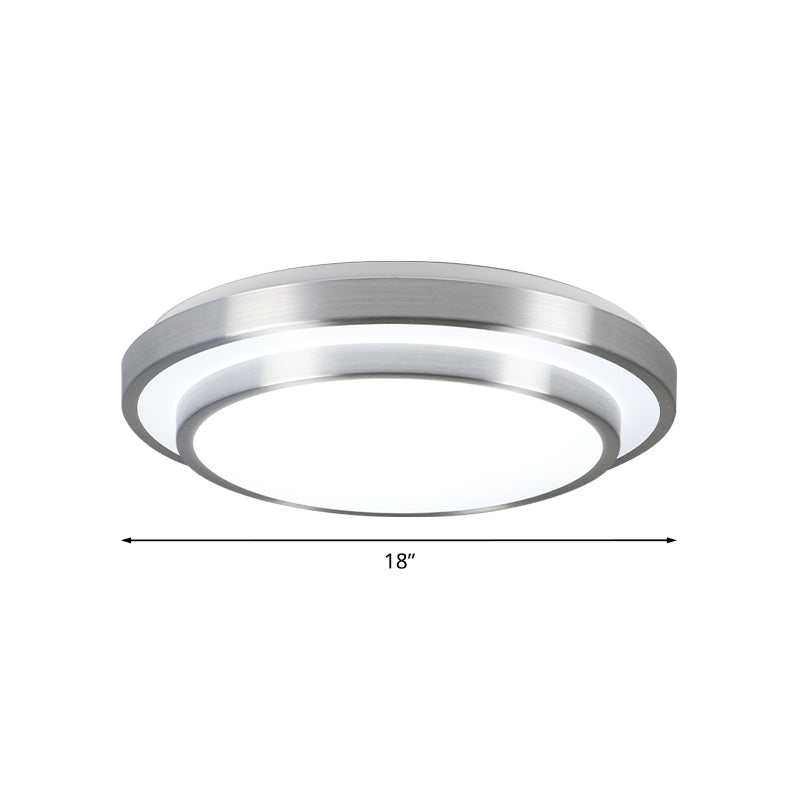 Modern Silver Flush Mount Lighting With Acrylic Shade – Integrated Led Ceiling Light For Living