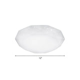 Sleek White Diamond Ceiling Fixture W/ Integrated Led Flush Mount For Living Room - Acrylic Shade In