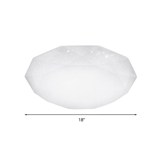 Sleek White Diamond Ceiling Fixture W/ Integrated Led Flush Mount For Living Room - Acrylic Shade In