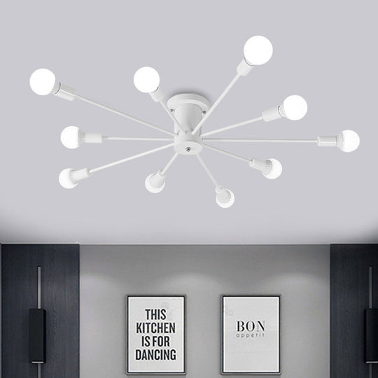 Sputnik Style Ceiling Light In Black/White/Gold With 6/8/10 Heads - Contemporary Semi - Mount