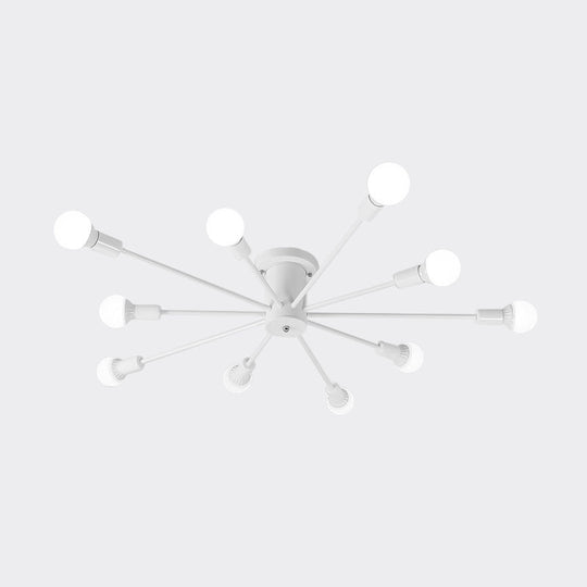 Sputnik Style Ceiling Light In Black/White/Gold With 6/8/10 Heads - Contemporary Semi - Mount