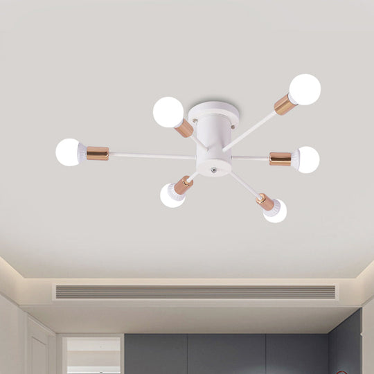 Sputnik Style Ceiling Light In Black/White/Gold With 6/8/10 Heads - Contemporary Semi - Mount