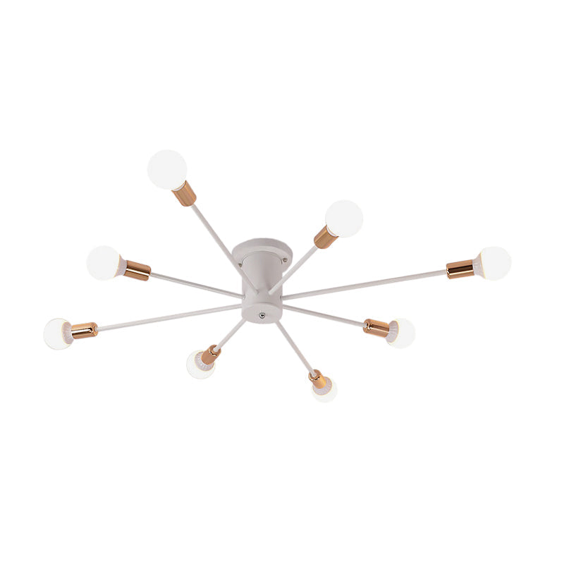 Sputnik Style Ceiling Light In Black/White/Gold With 6/8/10 Heads - Contemporary Semi - Mount