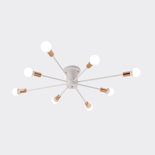 Sputnik Style Ceiling Light In Black/White/Gold With 6/8/10 Heads - Contemporary Semi - Mount