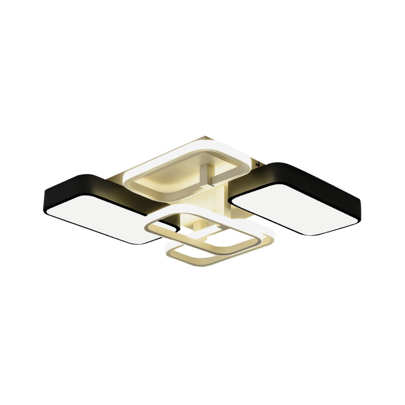 Contemporary Black Rectangular Flush Ceiling Light Led Acrylic Lighting For Living Room -