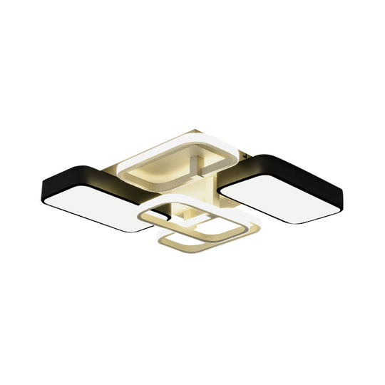 Contemporary Black Rectangular Flush Ceiling Light Led Acrylic Lighting For Living Room - 23/25.5
