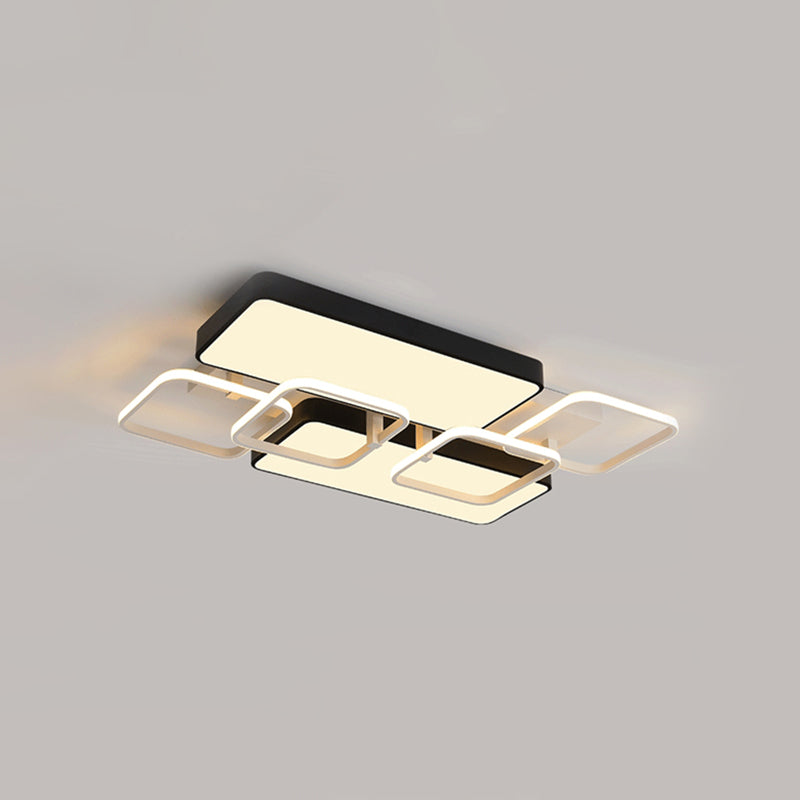 Contemporary Black Rectangular Flush Ceiling Light Led Acrylic Lighting For Living Room - 23/25.5