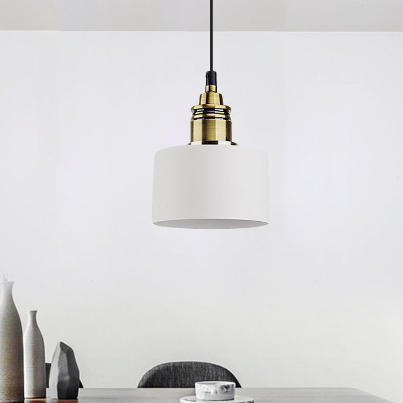 Modern Monochrome Hanging Pendant Light For Study Room - Aluminum Shade White / 5