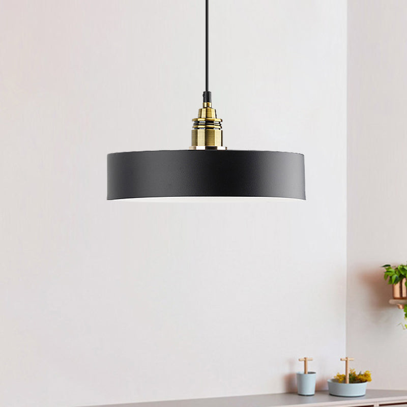 Modern Monochrome Hanging Pendant Light For Study Room - Aluminum Shade Black / 12