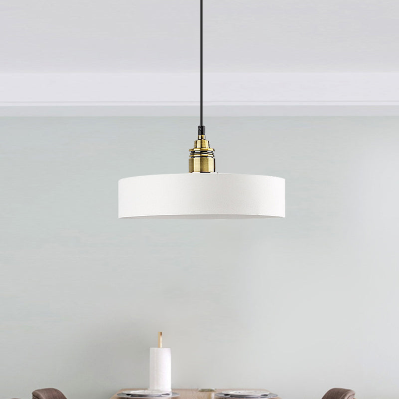 Modern Monochrome Hanging Pendant Light For Study Room - Aluminum Shade White / 12