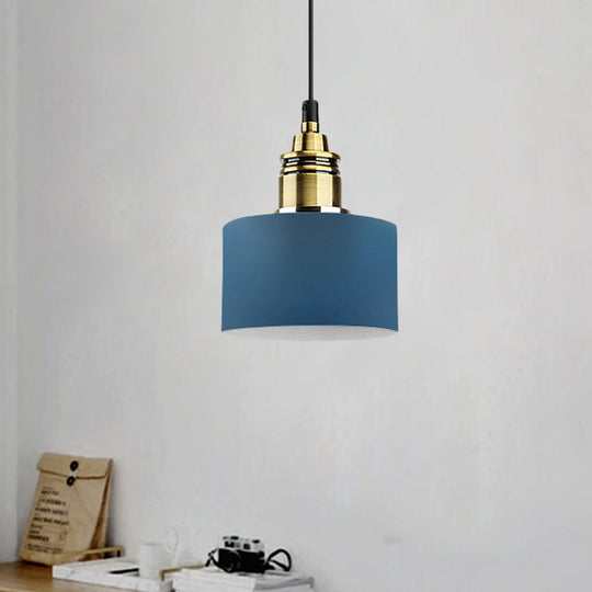 5’/12’ Wide Round Pendant Lamp Macaron Loft Metal Lighting With Brass Socket For Corridor Dark