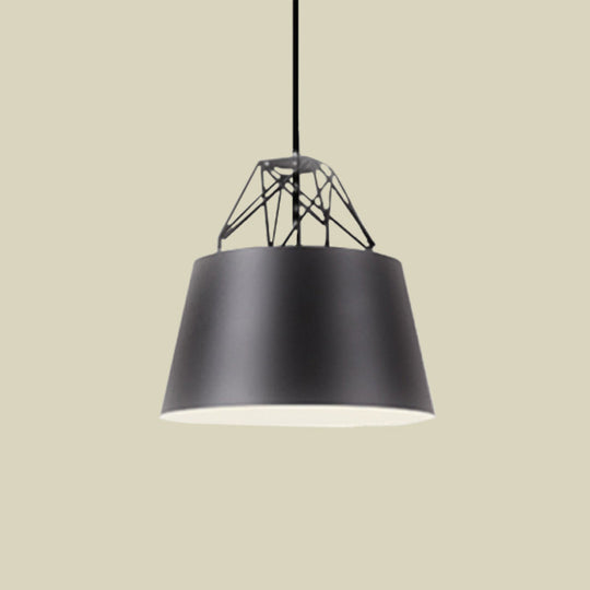 Modern Drum-Shaped Aluminum Restaurant Pendant Light With Iron Wire