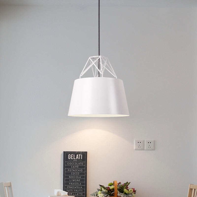 Modern Aluminum Drum Shape Pendant Light For Restaurants - 1 With Iron Wire