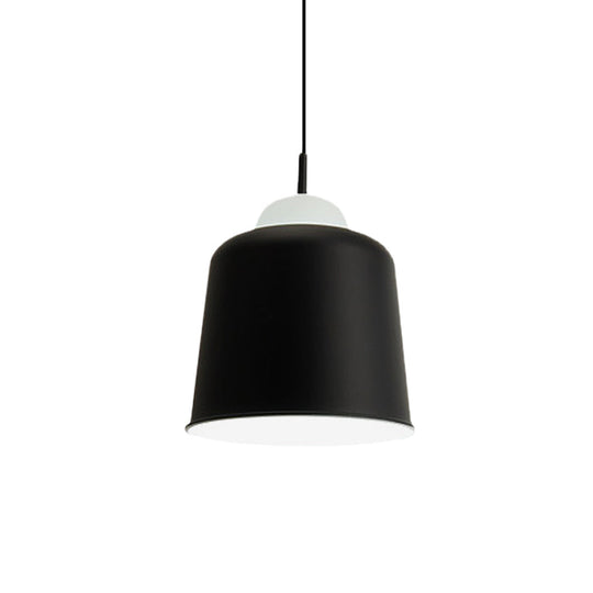Sleek Monochrome Metal Suspension Light For Study Room - Single Hanging Lamp