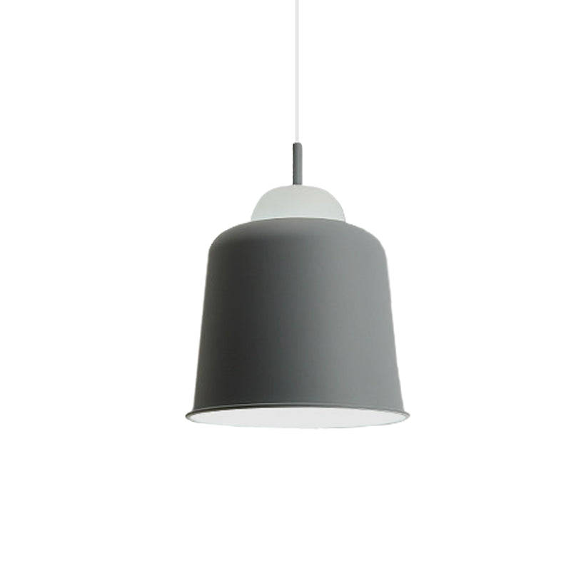 Monochrome Metal Suspension Light For Study Room - Simple Style Single Black/Grey/White