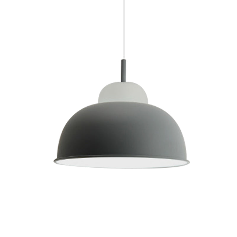 Monochrome Metal Suspension Light For Study Room - Simple Style Single Black/Grey/White