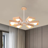 Modern Rotatable Trapezoid Chandelier Wood Pendant Light - Multi-Head For Dining Room