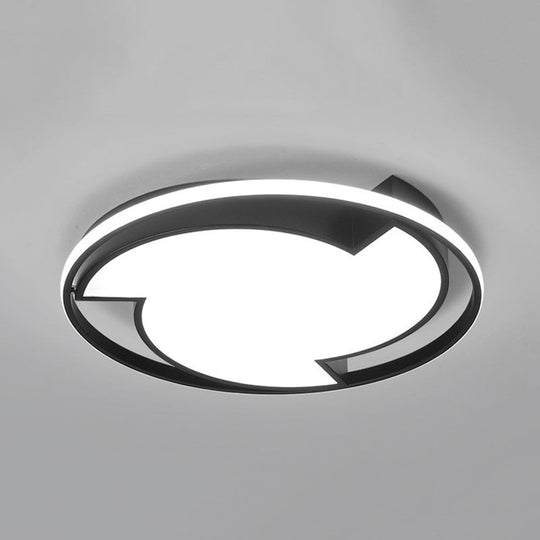 Child Bedroom Cartoon Tornado Led Ceiling Light In Acrylic Black - Flush Lamp