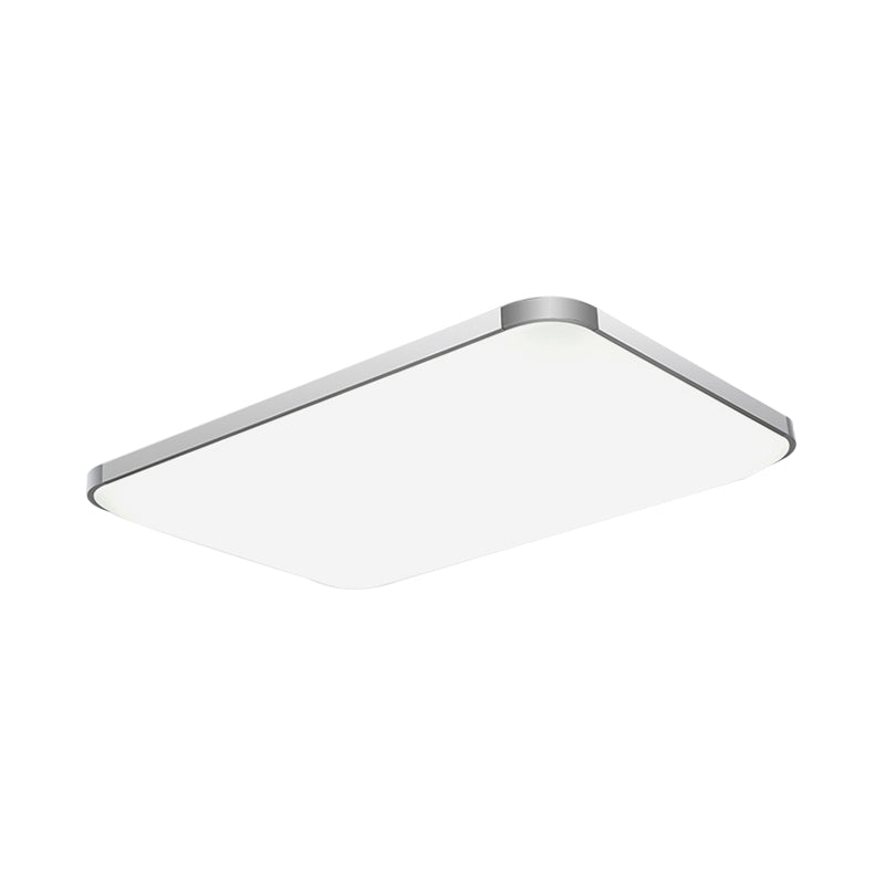 Stylish Led Flush Mount Light - Rectangular 25.5’/32’ Width Sliver Finish Ideal For Living Room
