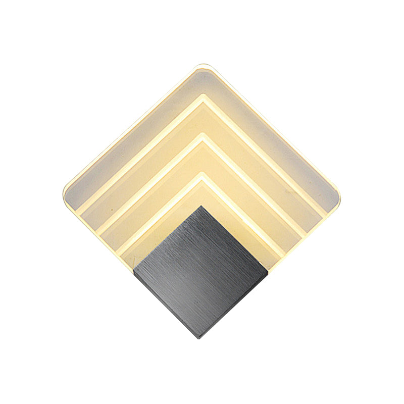 Square Led Wall Sconce - 5.5/8 Width Acrylic Light Aged Silver/Black Finish
