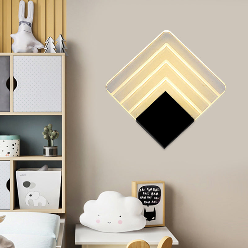 Square Led Wall Sconce - 5.5/8 Width Acrylic Light Aged Silver/Black Finish