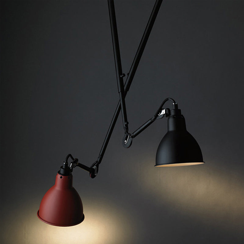 Modern Metallic Dome Pendant Lamp - 1 Bulb Black/Gray Ceiling Light With Articulated Arm For Kitchen