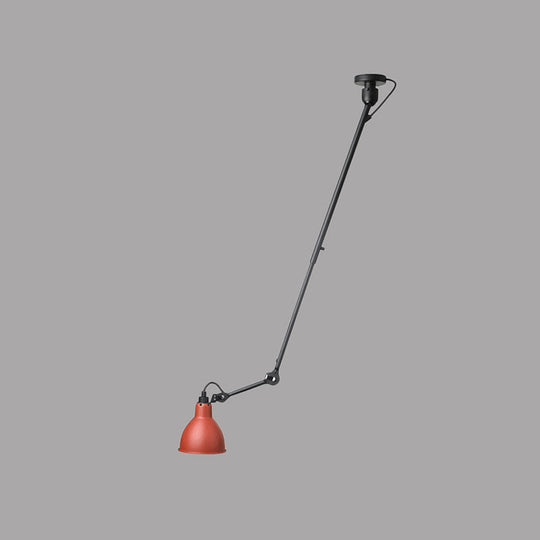 Modern Metallic Dome Pendant Lamp - 1 Bulb Black/Gray Ceiling Light With Articulated Arm For Kitchen