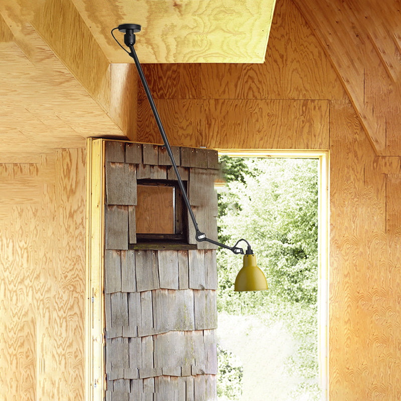 Modern Dome Pendant Lamp With Articulating Arm - Black/Gray Ceiling Light For Kitchen