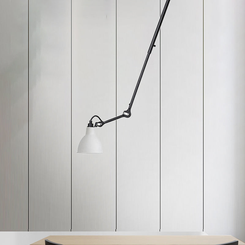 Modern Dome Pendant Lamp With Articulating Arm - Black/Gray Ceiling Light For Kitchen