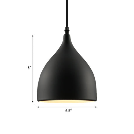 Industrial Dome Metal Pendant Light - 1 Hanging Ceiling For Restaurants 6.5’’/10’’ Dia Black