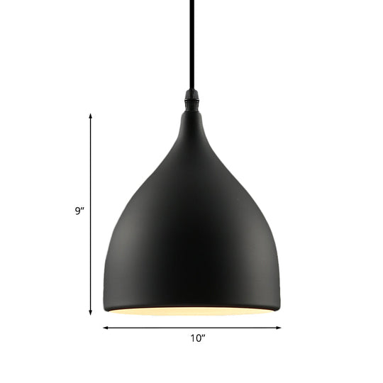 Industrial Dome Metal Pendant Light - 1 Hanging Ceiling For Restaurants 6.5’’/10’’ Dia Black
