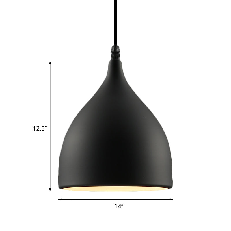 Industrial Dome Metal Pendant Light - 1 Hanging Ceiling For Restaurants 6.5’’/10’’ Dia Black