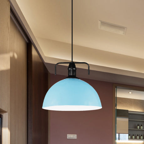 Vintage Blue/Green Metal Pendant Light - 12/14/16 Wide Indoor Hanging Ceiling With Cord