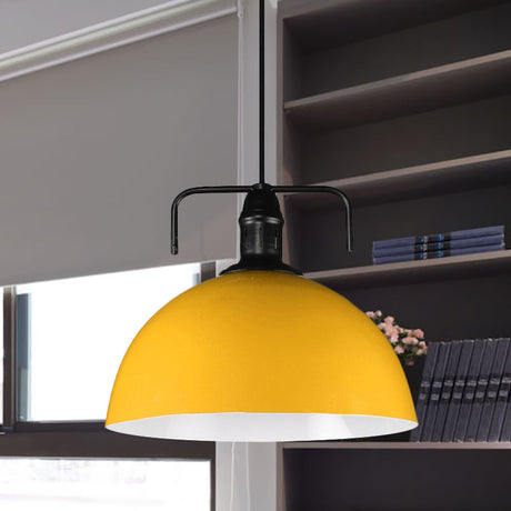 Vintage Blue/Green Metal Pendant Light - 12/14/16 Wide Indoor Hanging Ceiling With Cord Yellow / 12