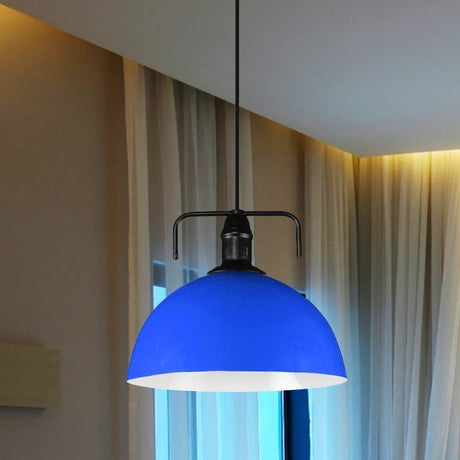 Vintage Blue/Green Metal Pendant Light - 12/14/16 Wide Indoor Hanging Ceiling With Cord