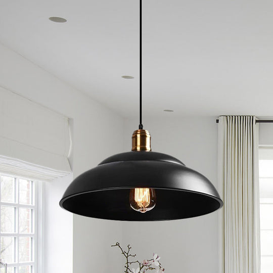 Retro Double Bubble Pendant Lamp: Metallic 1-Light Hanging Ceiling Light In Black/White For Coffee