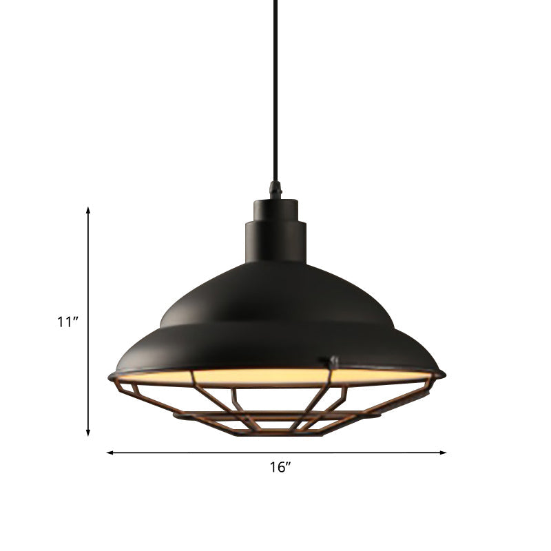 Retro Double Bubble Pendant Lamp: Metallic 1-Light Hanging Ceiling Light In Black/White For Coffee