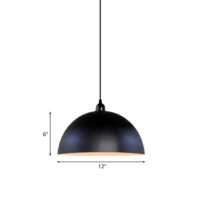 Iron Pendant Lighting: Industrial Dome Shade Black Finish