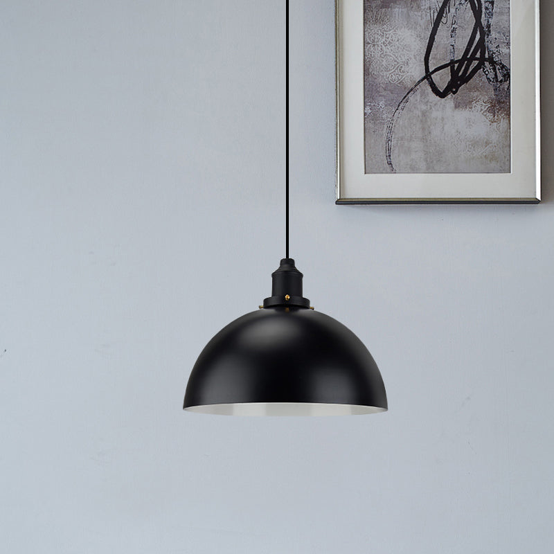 Iron Pendant Lighting: Industrial Dome Shade Black Finish