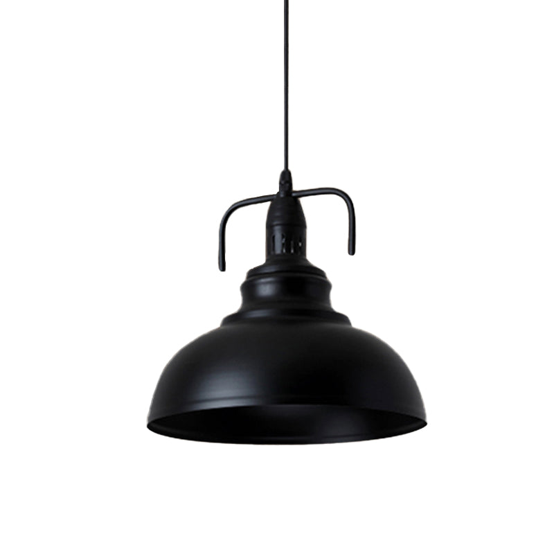 Industrial Metal Pendant Light With Adjustable Cord - 11.5/14 Black Dome Shade 1-Light Fixture For