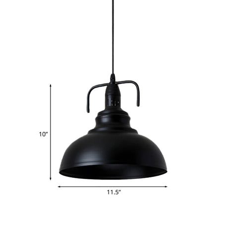 Industrial Metal Pendant Light With Adjustable Cord - 11.5/14 Black Dome Shade 1-Light Fixture For