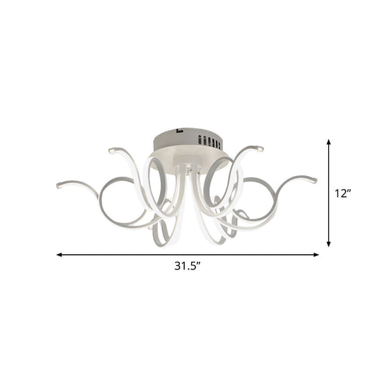 Contemporary Acrylic Octopus Flush Mount Light Fixture – 3/6/8 Led Lights For Living Room Ceiling