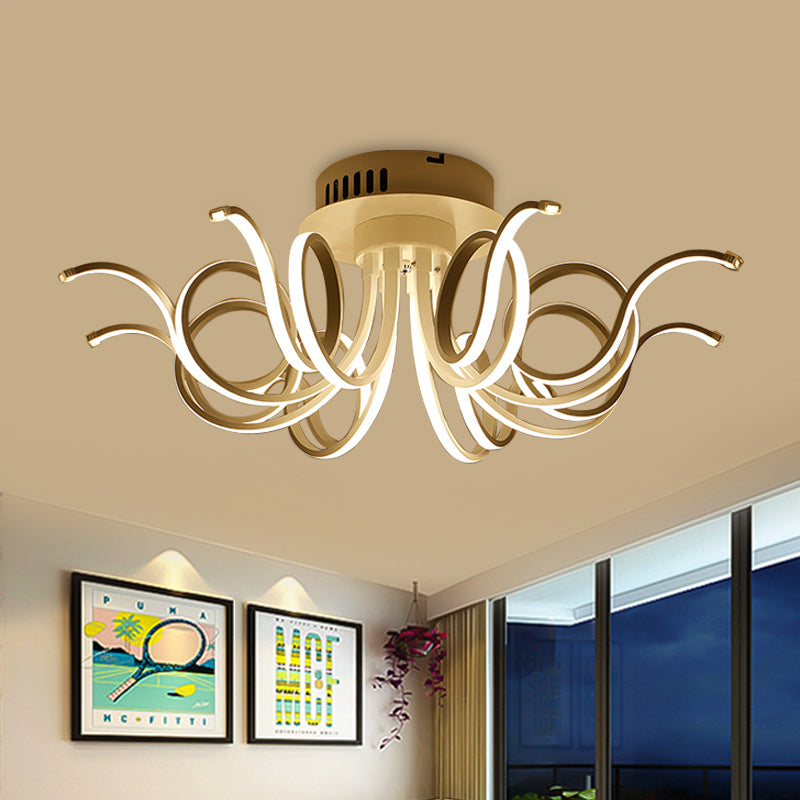 Contemporary Acrylic Octopus Flush Mount Light Fixture – 3/6/8 Led Lights For Living Room Ceiling