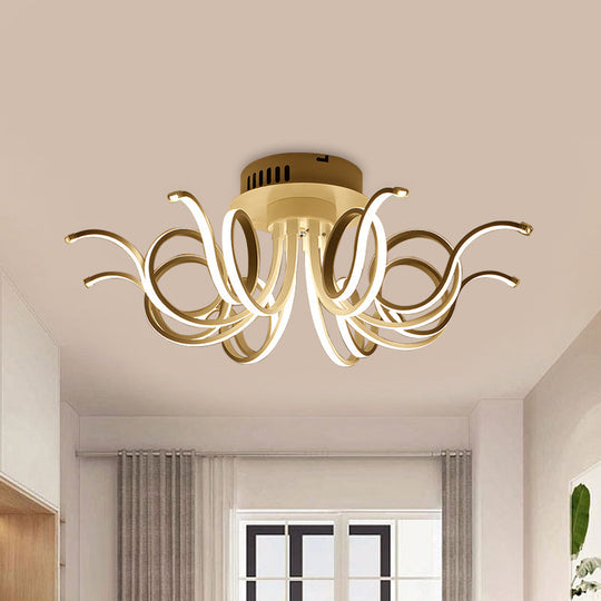 Contemporary Acrylic Octopus Flush Mount Light Fixture – 3/6/8 Led Lights For Living Room Ceiling