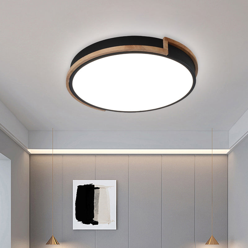 Eye-Caring Slim Drum Led Ceiling Light For Bedroom - Choice Of 3 Sizes In Black Grey Or White